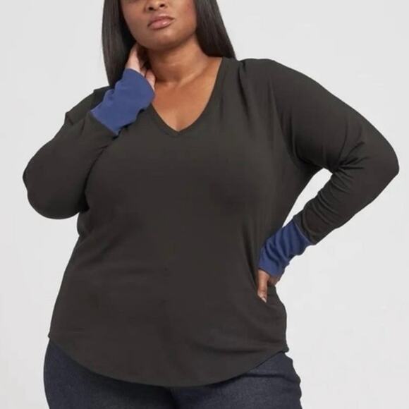 Universal Standard Rhine V-Neck Colorblock Cuff Long Sleeve Top 4XS 00 NWT - Picture 9 of 10